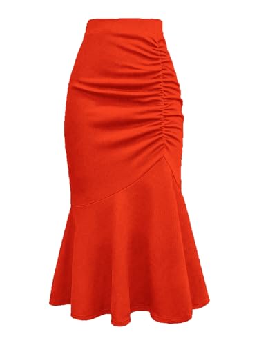 CAMDOM Women's High Waisted Elastic Fishtail Pencil Skirt