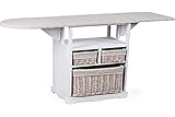 MONTEMAGGI Mueble de planchado con tabla y 3 cestas de mimbre, medidas 54x36x86 cm