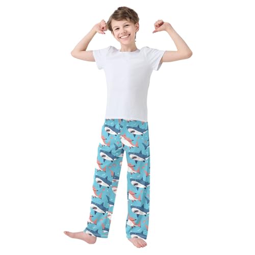 Cute Cartoon Hark Boys Pants Girl Sleep Pants Long Trousers Elastic Waist Lounge Bottoms S3