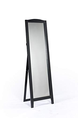 King's Brand Black Finish Wood Frame Floor Standing Mirror