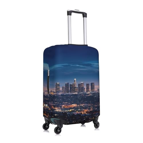 Los Angeles Skyline Luggage Cover Washable Suitcase Covers Tsa Approved Elastic Spandex Suitcase Protector Anti-Scratch Travel Baggage Cover Fit 18-32 Inch Luggage3