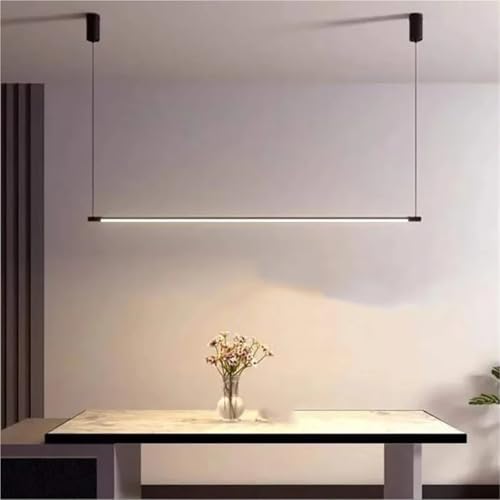 Suspension LED linéaire noire pour table à manger et cuisine moderne
