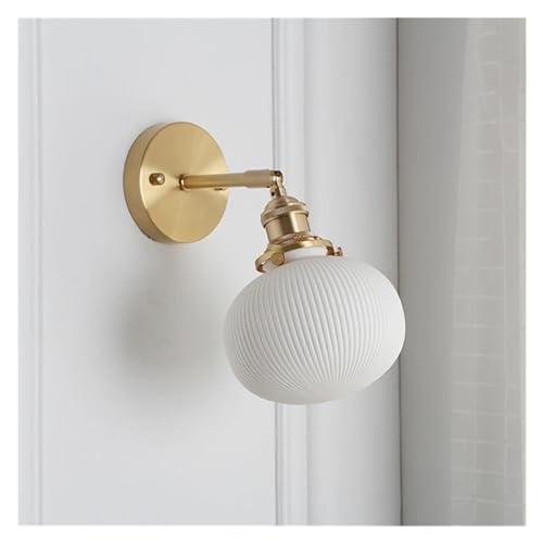 XANAYXWJ Lámpara de Pared, lámpara de Pared Japonesa en V, Pantalla de cerámica de latón, Aplique Giratorio de Alambre de tracción, Compatible con luz de Noche para Dormitorio, decoración del hogar