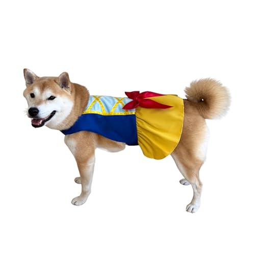 Disfraz capa princesa azul y amarilla para perros talla Large miniatura 3
