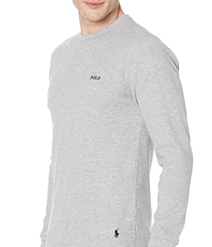 Image of POLO RALPH LAUREN Men's Waffle Knit Long Sleeve Crew Shirt, PWLC2F, Andover Heather, S