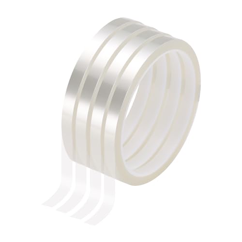 Image of HARFINGTON 4 Rolls High Temperature Masking Tape 1 /4 inch x108ft(6mmx33m) 0.05mm Thick PET Film Silicone Adhesive Heat Resistant Tapes for Heat Press Anodizing Circuit Board, Transparent