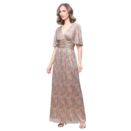 Image of S.L. Fashions Women's Long A-line Mother of The Bride Dress with Ruched Waist (Petite and Regular Sizes)