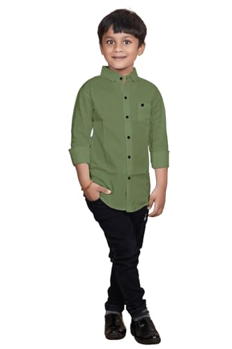 Image of Boys Solid Casual Shirt in Cotton Fabric