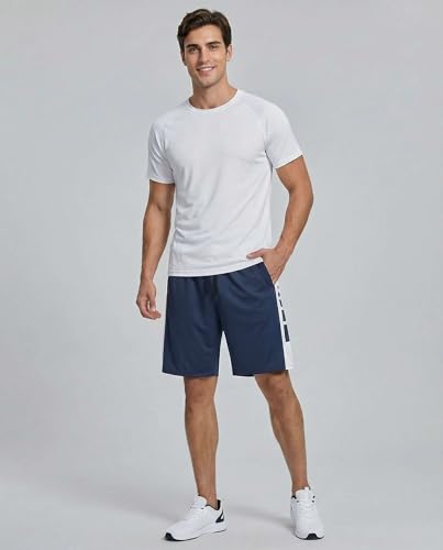 Image of Real Essentials Men's 5 Pack: 9 inch Dry-Fit Shorts - Athletic Gym, Workout, Basketball, Running, Casual Lounge Active Pockets