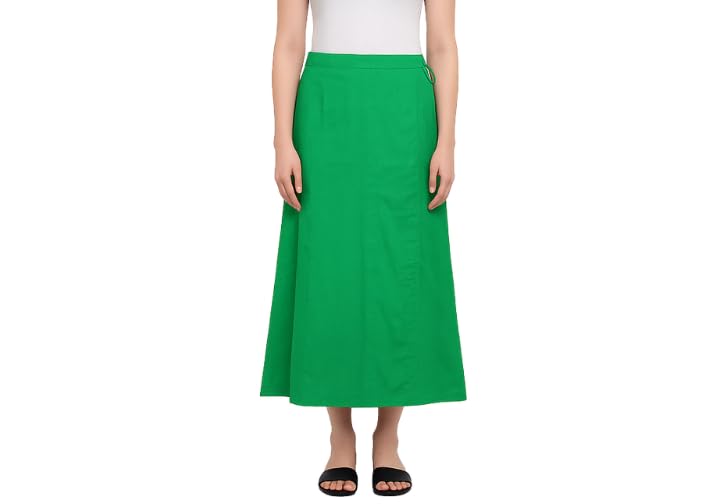 Green Cotton Petticoat for Women | Full-Length Saree Underskirt | Drawstring Plain Cotton Petticoat-image-27