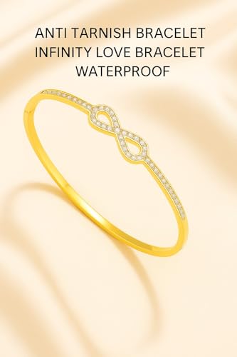 Image of MEENAZ Anti Tarnish Infinity Bracelet for Women Stylish Kada for women Gold Bangle| Golden Jewelry Ladies Party bracelet for girls Love Friendship Couples Gifts for Mother Sister Wife Girlfriend 251