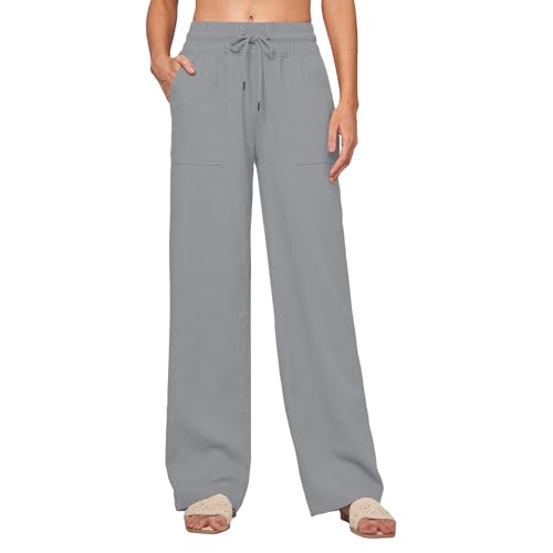 Pantalon lin femme coupe droite élégante en lin premium naturel