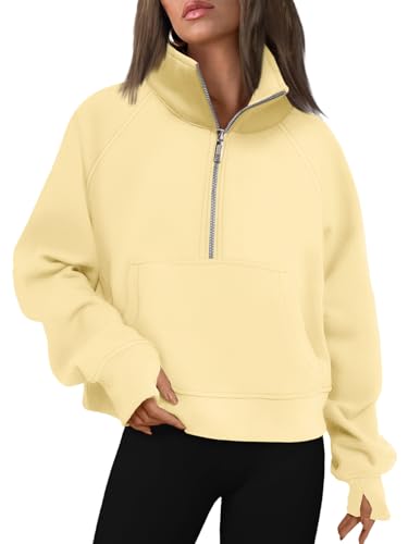 AUTOMET Womens Sweatshirts Half Zip Cropped Pullover Fleece Quarter Zipper Hoodies 2025 Fall Fashion Outfits Clothes