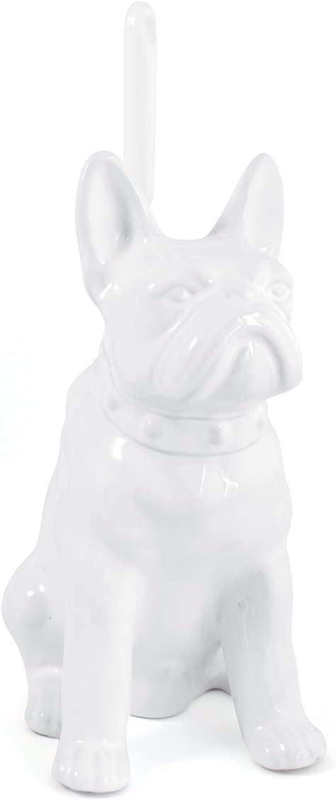 Gelco Design Dog Bulldog Toilet Brush Holder, Ceramic, White, 15 x 20 x 29 cm