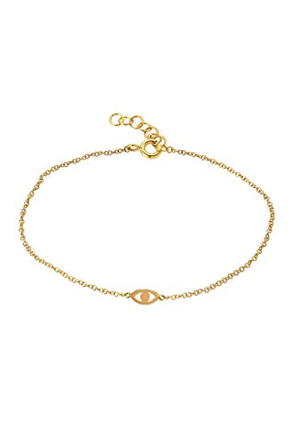 14k gold evil eye bracelet, solid gold mini evil eye