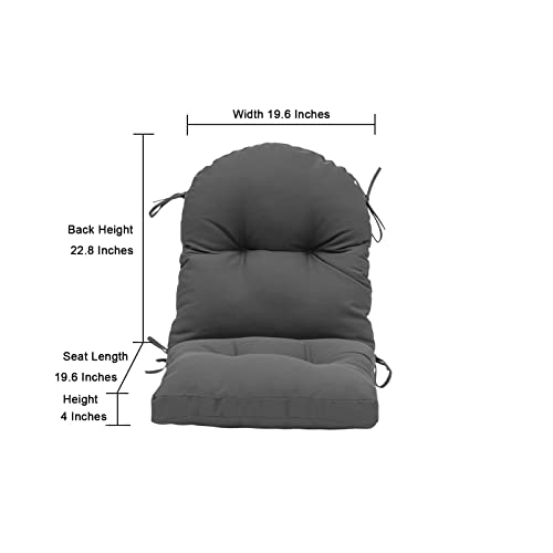Image of QILLOWAY Tufted Outdoor Chair Cushion Set of 4, Waterproof 43x20x4 Inch Non Slip Replacement Pad for Wicker Lounge Patio Furniture, Dark Grey