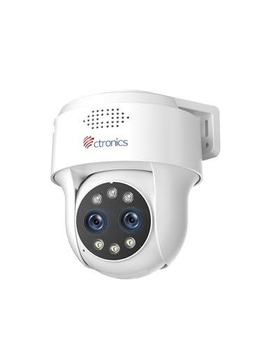 Ctronics Telecamera di Sicurezza 4MP Doppio Obiettivo, Zoom Ibrido 10×, Rilevamento AI Persone/Veicoli, Visione Notturna a Colori e Infrarossi 30m, WiFi Dual Band, PC/App – 790C-4MPD (Bianco)