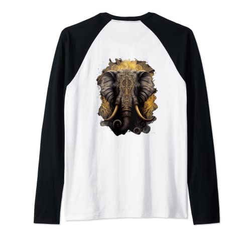 Backprint El Elefante Majestuoso Sublime Camiseta Manga Raglan