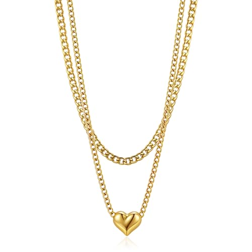 CONRAN KREMIX Waterproof Chunky Gold Necklace for Women Non Tarnish,Stainless Steel Stack Necklace,Paper Clip Rope Chain Gift for Women4