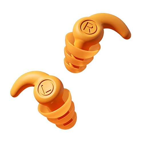 Image of AUGEN Ear Plugs for Sleeping, Noise Canceling, Reusable Silicone Earplugs for Hearing Protection, Waterproof EarPlugs Suitable for Sleeping Swimming Studying Traveling Concerts Airplanes (Orange)