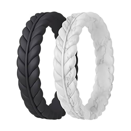 ROQ Silicone Rubber Wedding Rings for Women, Thin Lavender Leaves, Rubber Silicone Wedding Band, Bridal Jewelry Set, Anniversary Rings, Promise Ring, Multi Packs, Multi Colors