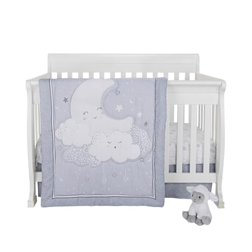 Image of Sammy & Lou Sweet Little Dreamer 4-Piece Baby Crib Bedding Set, Includes Quilt, Fitted Crib Sheets Neutral, Crib Skirt, and Plush Toy