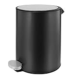 bremermann Kosmetikeimer 3 Liter, Softclose-Deckel, Körper, Deckel Edelstahl mit Anti-Fingerabdruck (Schwarz)