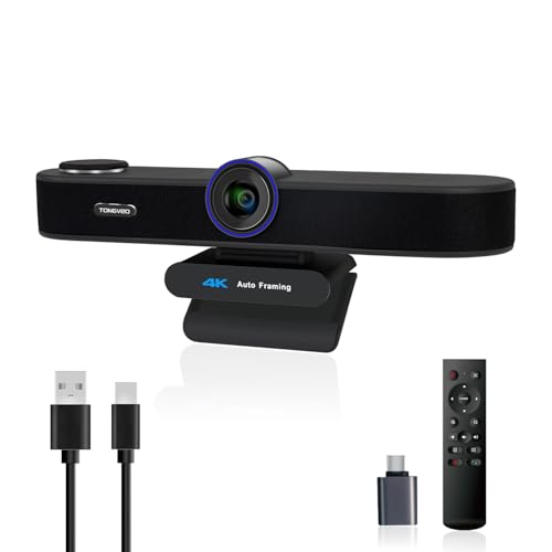 3-in-1 4K Webcam Microphones and Speaker, 5X Digital Zoom