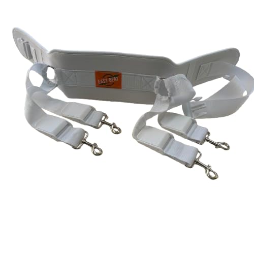 EasyBeat Dhol Belt, White | Padded Lumbar Support Harness for Puneri & Nashik Dhol, Adjustable Waist...