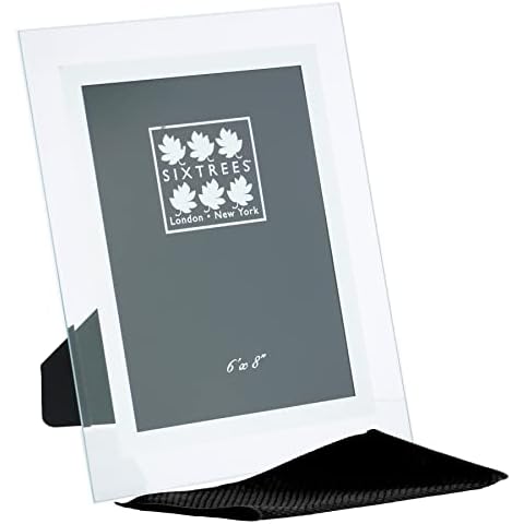 Sixtrees Stanbridge GM176 Bevelled Glass & Mirror Line inset 8 x 6 inch Photo Frame. Complete with our microfibre polishing cloth Cover