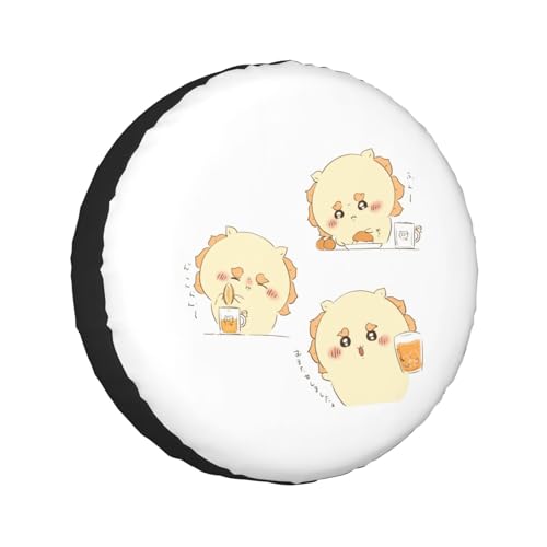 タイヤカバー ちいかわ シーサー スペアタイヤカバー おしゃれ タイヤ収納 防塵 防水 防紫外線 日焼け止 汚れ防止 劣化対策 タイヤバッグ 持ち運び便利 取付簡単 カー用品 14〜17インチ 屋外 軽自動車 普通車 汎用 14インチ:直径60-69cm