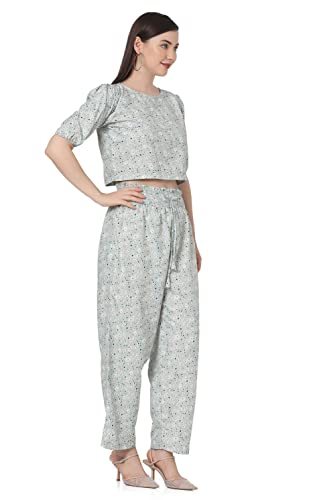 Image of Leriya Fashion Night Suit Set for Women Cotton, Night Dress, Lounge Wear,Printed Cotton,Top and Capri Set for Women,Women Nightwear