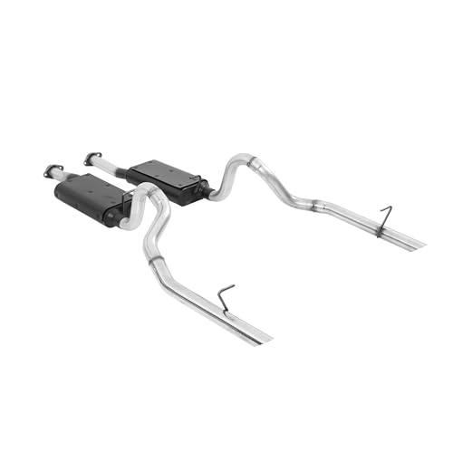 Image of Flowmaster 17203 Force II Cat-Back Exhaust Kit 2.5 Inch Aluminized Steel Polished 304 Stainless Steel Tips Compatible with 1986-1993 Ford Mustang LX 5.0L and 1986 Mustang GT