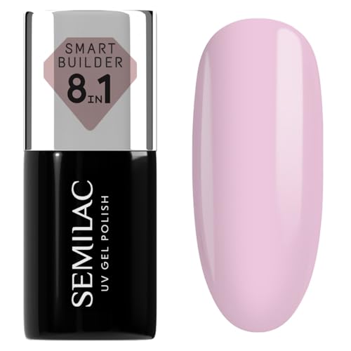 Semilac UV Nagellack Smart Builder 803 Delicate Pink 7 ml – Zartrosa mit Milchigem Finish, 8-in-1 Formel, Selbstnivellierend, Schnelle & Mühelose Anwendung