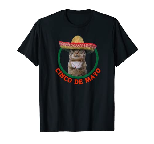 Cinco De Mayo Kitty Cat Funny Cute Meow Sombrero Camiseta Camiseta