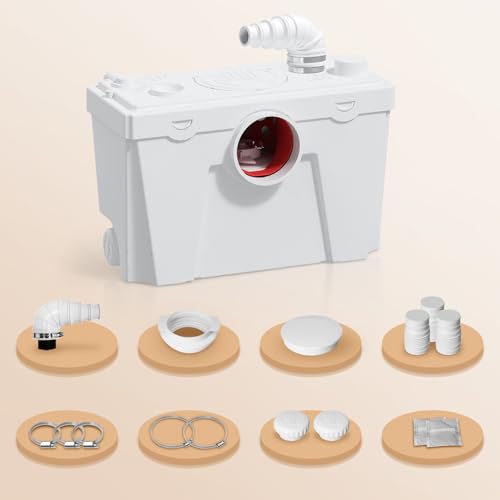 Top 10 Best Macerator Pump for Basement Bathroom Reviews 11 Macerator Pump, Sewage Upflow Grinder Pump with Durable Copper Motor, 4 Inlets for Basement Toilet, Sink, Shower, Washer, Household/Residential Waste Water Upflush System, 23 ft Head Lift, Low Noise
