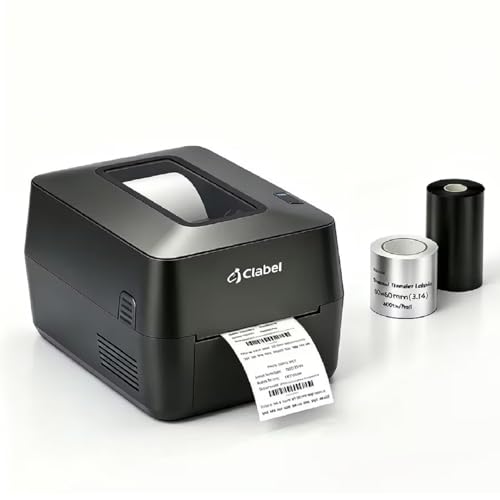 Image of CLABEL X1 Thermal Transfer Printer Bundle - 80x60mm Silver PET Labels + Full Resin Ribbon, 6IPS 203DPI Bluetooth Asset Tag Solution for Equipment Tracking, Warehouse & Office