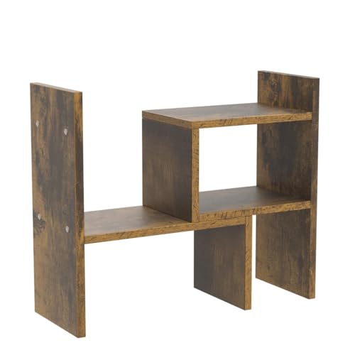 Image of Jerry & Maggie - Desktop Organizer Office Storage Rack Adjustable Wood Display Shelf, Birthday Gifts Toy Home Decor Free Style Rotation Display True Natural Stand Shelf (Natural Wood Tone)