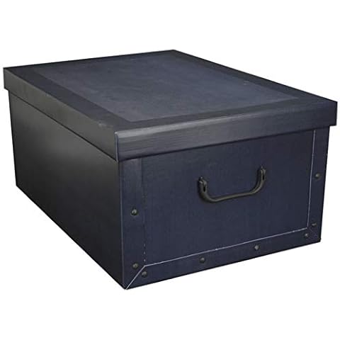 koopp Large Contemporary Cardboard Storage Boxes With Lid Storage Box Toy Box Handle (Blue) Cover
