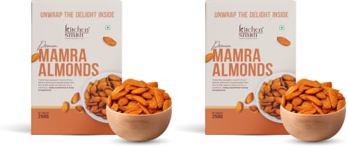 Image of KitchenSmith Mamra Almonds - 250gm | High In Antioxidant | Naturally Sweet And Tasty | Energy Booster | Premium Dry Fruits (Pack of 2)
