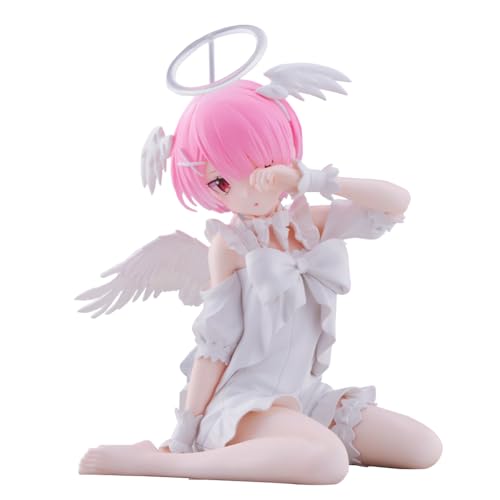 Jiumaocleu Figura RAM Ramu estatua arrodillada pose anime Ramu figura coleccionable modelo PVC adornos decoración escritorio 13 cm