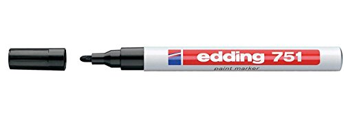 Edding 751 ペイントマーカー 1-2mm ペン先 (単品) ブラック。