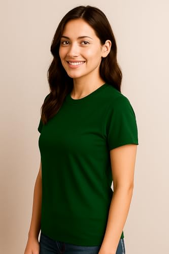 Image of Women's Solid Round Neck Half Sleeves Polyester T-Shirts, Moisture Wicking t-Shirt (Pack of 1)