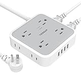 Surge Protector Power Strip, TESSAN 8 AC Outlets and 4 USB Ports with Flat Plug Extension Cord 6...