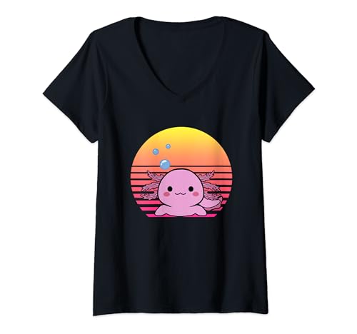 Retro 80s 90s axolotl shirt Cute Axolotl V-Neck T-Shirt