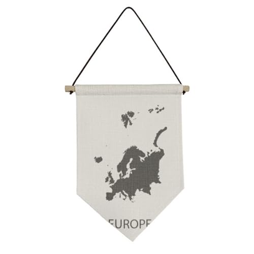 Drapeau sur toile motif Europe avec support bois noble pour salon chic