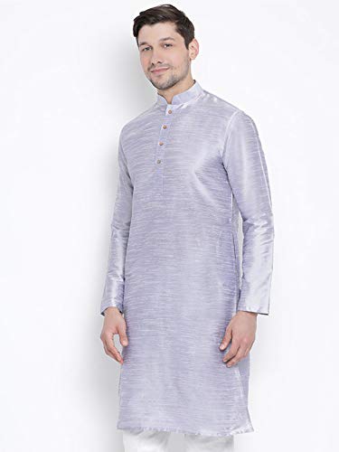 Image of VASTRAMAY Men's Burgandy Silk Blend Only Kurta