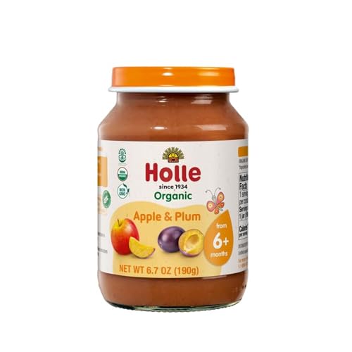 Holle Organic Apple and Plum Flavored Puree Baby Food, Non GMO, Vegan, 6.7 Ounces (Pack Of 6)