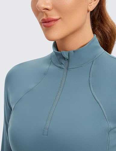 Image of CRZ YOGA Butterluxe Half Zip Long Sleeve Shirts for Women - Workout Athletic Yoga Tops Crop Collared Quarter Zipper T-Shirt