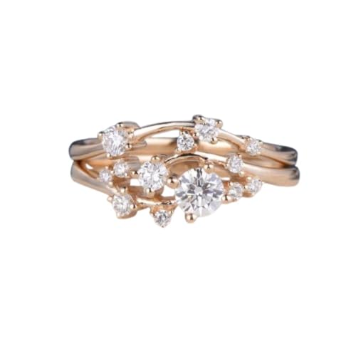 2.50 Ct Round Cut Diamond Delicate Nature Inspire Bridal 2 Pcs Wedding Band Engagement Rings Set For Women 14K Gold Plated 925 Sterling Silver Handmade Stacking Matching Leaf Vine Set